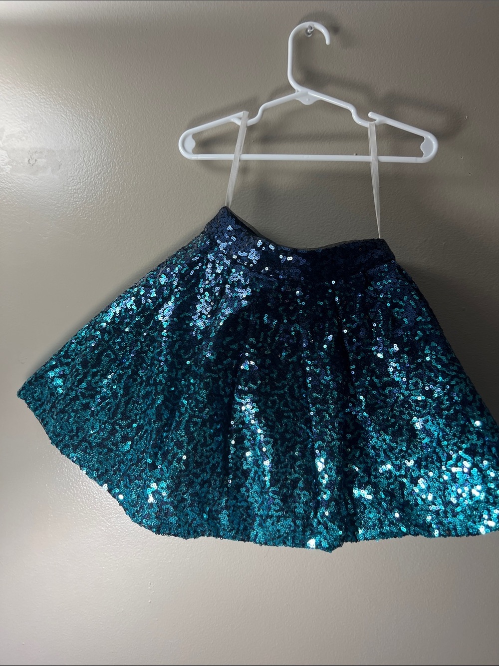 SHEIN Teal Sequin Circle Skater Skirt
